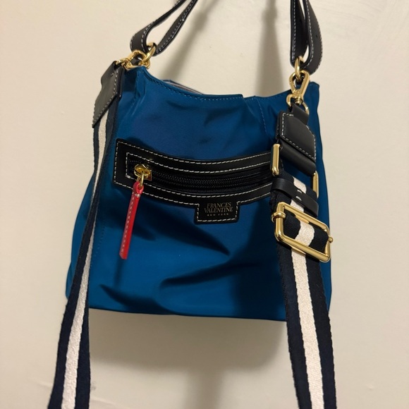 Frances Valentine Handbags - Frances Valentine June Hobo Handbag Navy Striped Strap Gold Zip